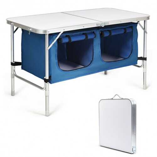 Height Adjustable Folding Camping  Table-Blue