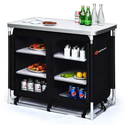 Outdoor Camping Cooking Table with Storage Organizer