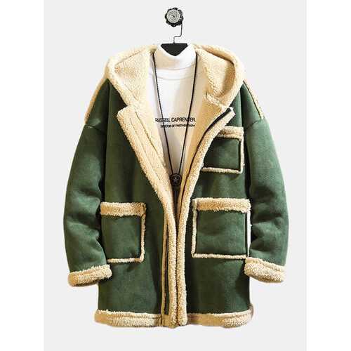 Leathers Suedes Thickened Hooded Coats