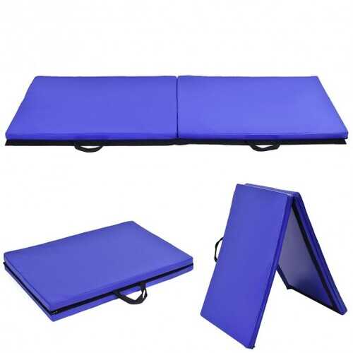 6' x 24" x 1.5'' Thick Two Folding Panel Gymnastics Mat-Blue