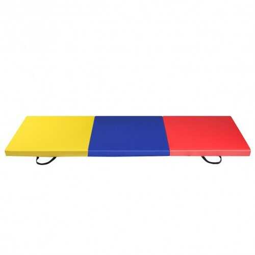 6' x 2' Exercise Tri-Fold Gymnastics Mat w/ Carrying Handles-Multicolor