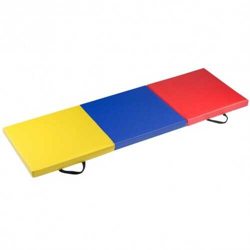 6' x 2' Exercise Tri-Fold Gymnastics Mat w/ Carrying Handles-Multicolor