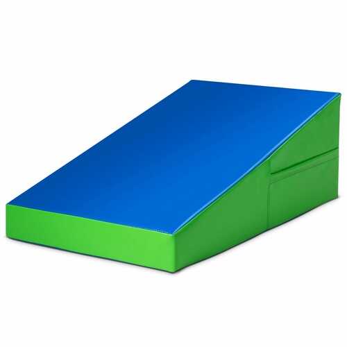 Incline Wedge Fitness Skill Tumbling Gymnastics Mat-Blue and Green