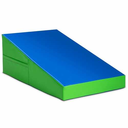 Incline Wedge Fitness Skill Tumbling Gymnastics Mat-Blue and Green
