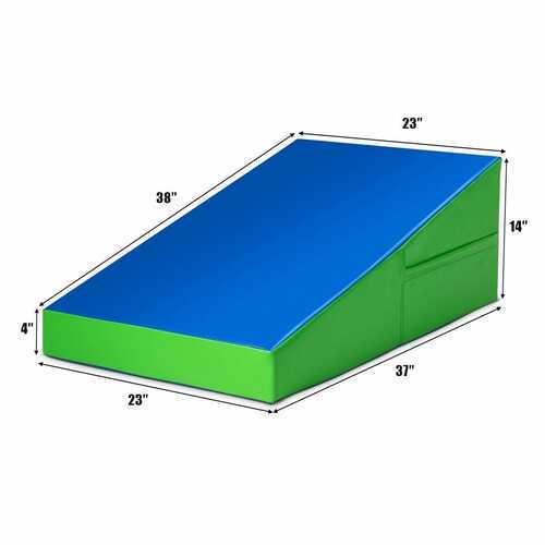 Incline Wedge Fitness Skill Tumbling Gymnastics Mat-Blue and Green
