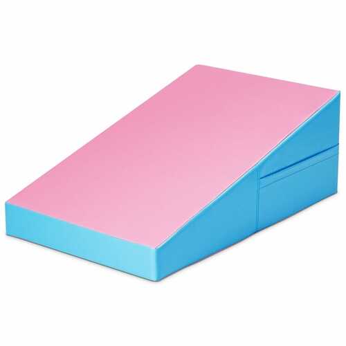Incline Wedge Fitness Skill Tumbling Gymnastics Mat-Pink and Blue
