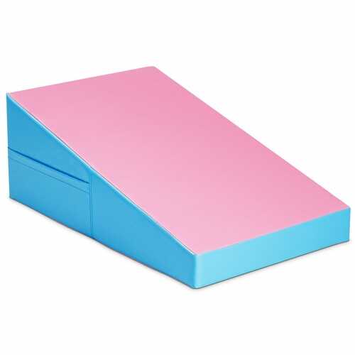 Incline Wedge Fitness Skill Tumbling Gymnastics Mat-Pink and Blue