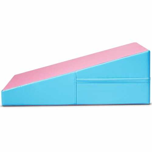 Incline Wedge Fitness Skill Tumbling Gymnastics Mat-Pink and Blue