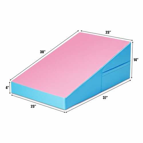 Incline Wedge Fitness Skill Tumbling Gymnastics Mat-Pink and Blue