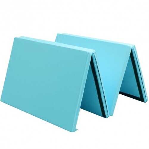 4' x 10' x 2" Thick Folding Panel Aerobics Exercise Gymnastics Mat-Blue