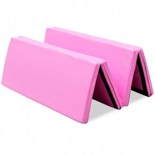 4' x 6' x 2" PU Thick Folding Panel Exercise Gymnastics Mat-Pink