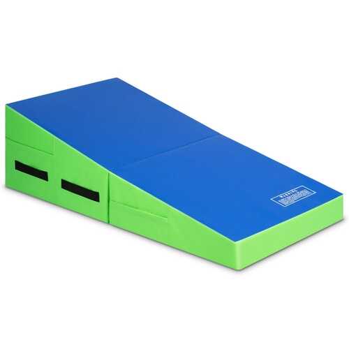 Folding Wedge Exercise Gymnastics Mat with Handles-Green