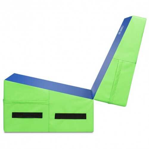 Folding Wedge Exercise Gymnastics Mat with Handles-Green
