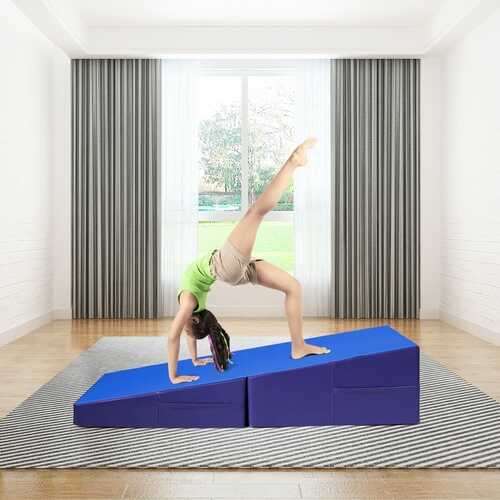 Folding Incline Tumbling Wedge Gymnastics Exercise Mat-Blue