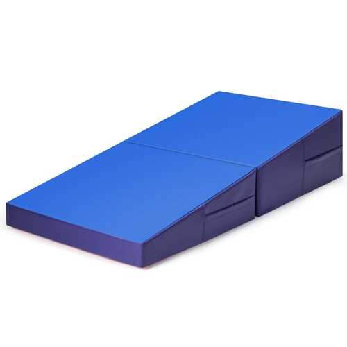 Folding Incline Tumbling Wedge Gymnastics Exercise Mat-Blue