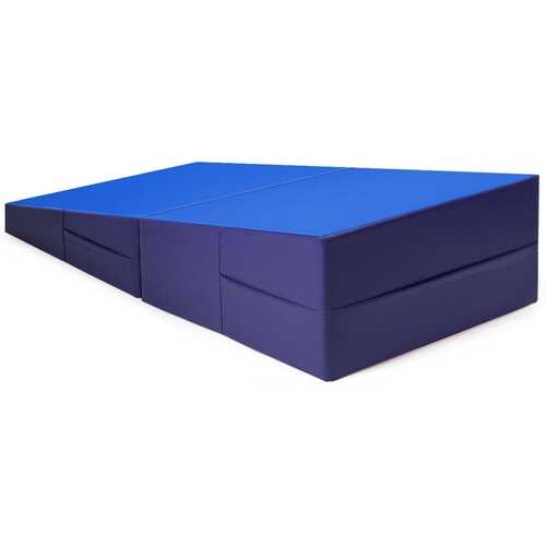 Folding Incline Tumbling Wedge Gymnastics Exercise Mat-Blue
