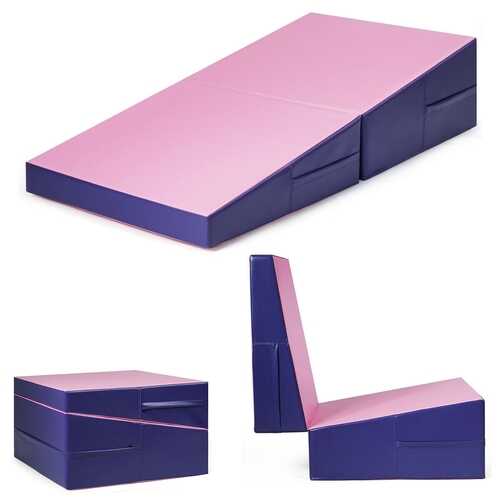 Folding Incline Tumbling Wedge Gymnastics Exercise Mat-Purple
