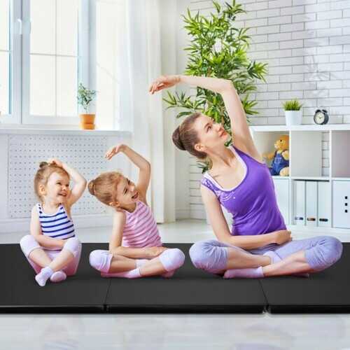 6' x 4' Tri-Fold Gymnastics Mat Thick Folding Panel-Black