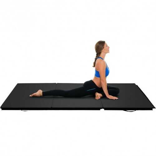 6' x 4' Tri-Fold Gymnastics Mat Thick Folding Panel-Black