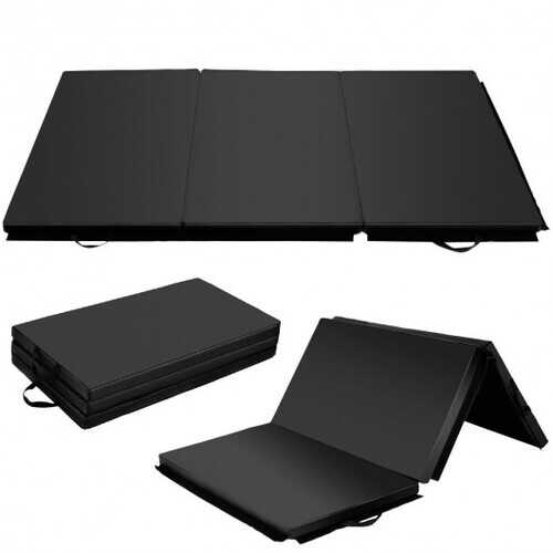 6' x 4' Tri-Fold Gymnastics Mat Thick Folding Panel-Black