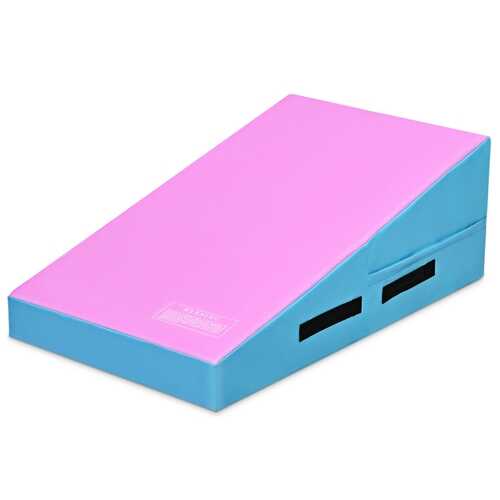 Incline Gymnastics Mat Wedge Ramp Gym Tumbling Exercise Mat-Pink & Blue