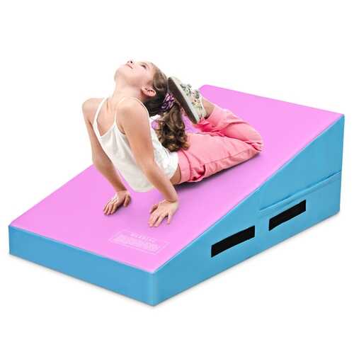 Incline Gymnastics Mat Wedge Ramp Gym Tumbling Exercise Mat-Pink & Blue