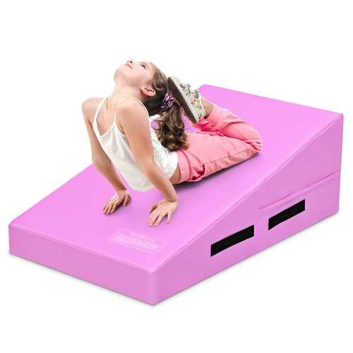 Incline Gymnastics Mat Wedge Ramp Gym Tumbling Exercise Mat-Pink