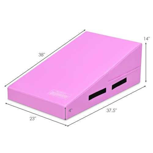 Incline Gymnastics Mat Wedge Ramp Gym Tumbling Exercise Mat-Pink