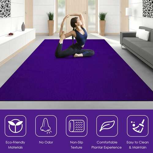 7' x 5' x 8 mm Thick Workout Yoga Mat-Purple