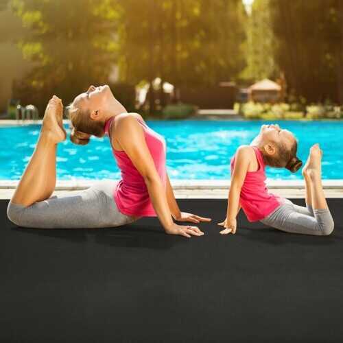 7' x 5' x 8 mm Thick Workout Yoga Mat-Black