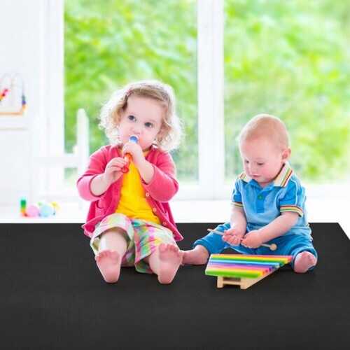 7' x 5' x 8 mm Thick Workout Yoga Mat-Black