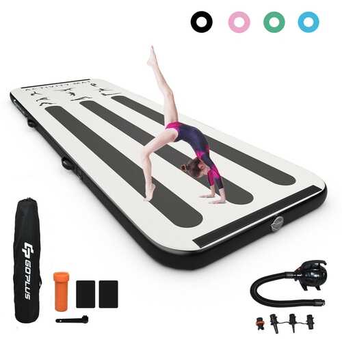 10 Feet Air Track Inflatable Gymnastics Tumbling Mat with Pump -Dark Gray