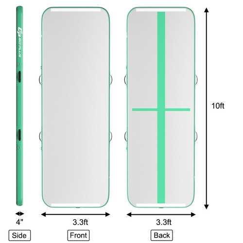 10 Feet Air Track Inflatable Gymnastics Tumbling Mat with Pump -Green
