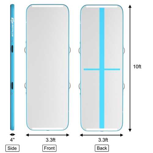 10 Feet Air Track Inflatable Gymnastics Tumbling Mat with Pump -Navy