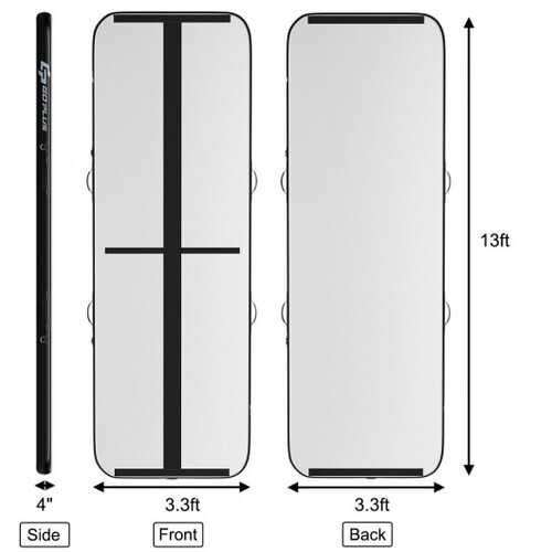 13 Feet Air Track Inflatable Gymnastics Tumbling Mat with Pump -Black