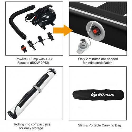 13 Feet Air Track Inflatable Gymnastics Tumbling Mat with Pump -Black