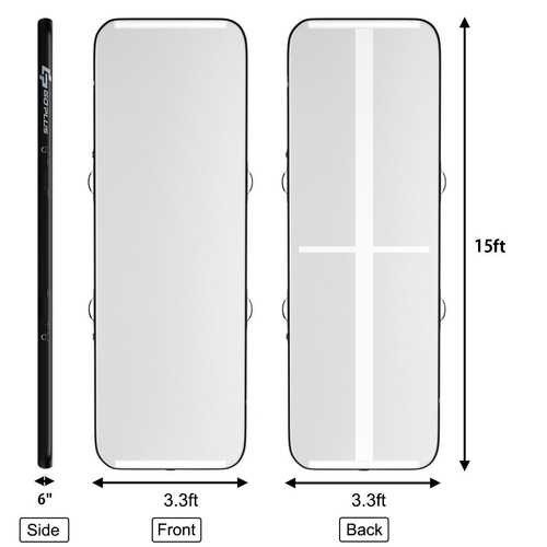 15FT Air Track Inflatable Gymnastics Tumbling Mat -Black