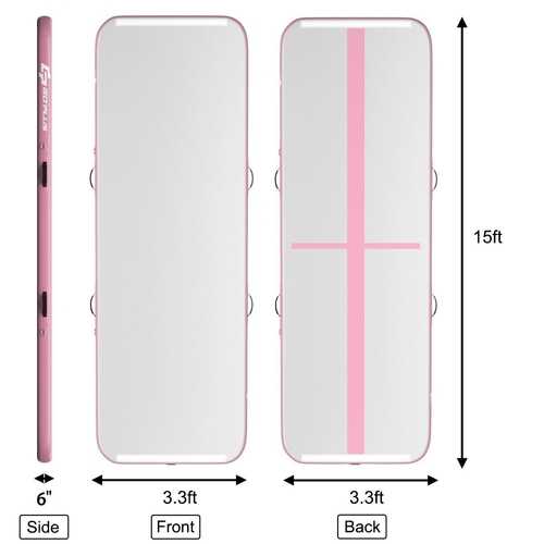 15FT Air Track Inflatable Gymnastics Tumbling Mat -Pink